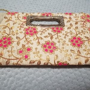Elegant Floral Embroidered Clutch. Made In India.